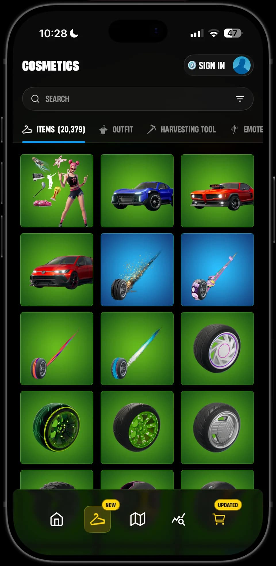Rifted cosmetics search with filters