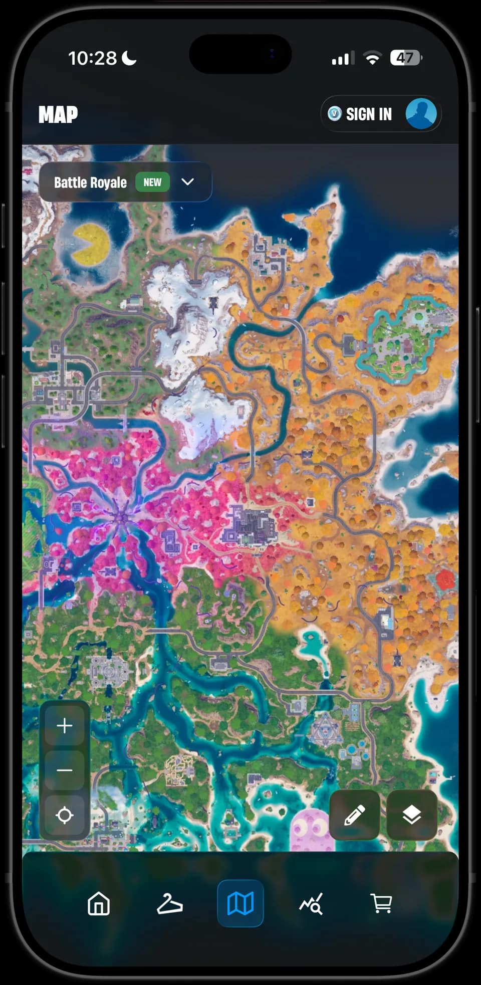 The current Fortnite map in Rifted